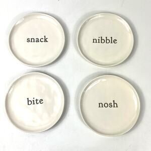 Demdaco 5" Ceramic Plates Set x4 Snack Nibble Bite Nosh Minimalist Kitchen Decor